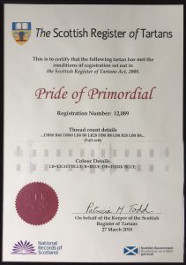 Pride of Primordial Tartan Registration