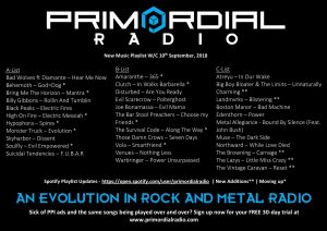 Primordial Radio Playlist Updates - 10th September 2018