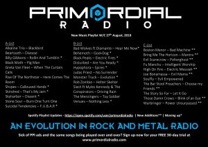 Primordial Radio Playlist Updates - 27th August 2018