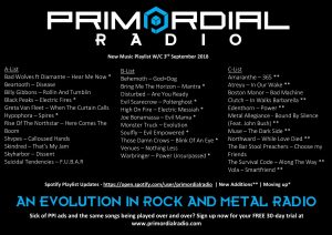 Primordial Radio Playlist Updates - 3rd September 2018