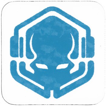 Blue Drinks Coaster with Primordial Radio 2021 Logo