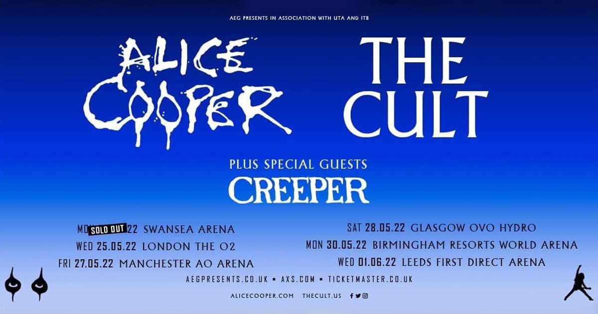 Alice Cooper, The Cult & Creeper UK Tour